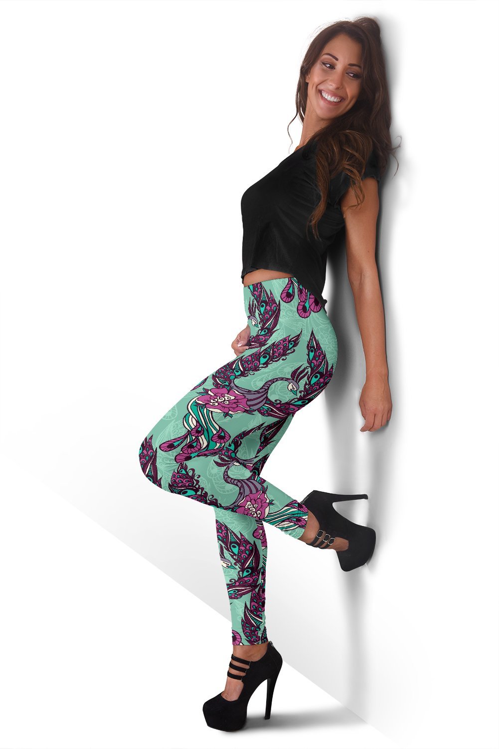 Phoenix Floral Print Pattern Women Leggings-grizzshop