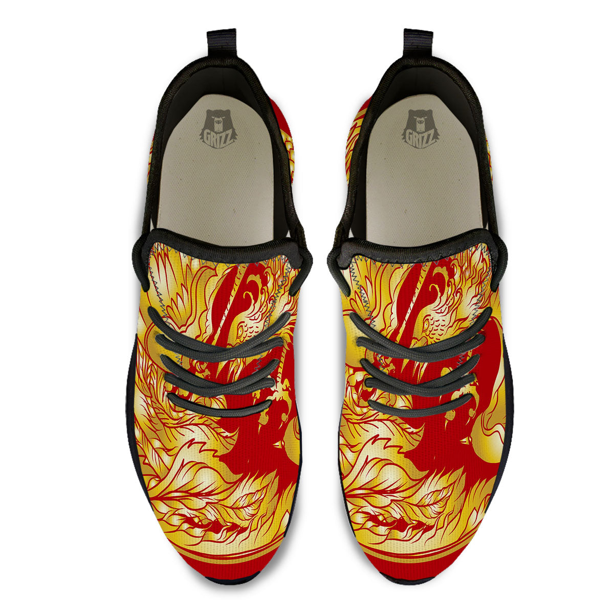 Phoenix Japanese Print Black Athletic Shoes-grizzshop