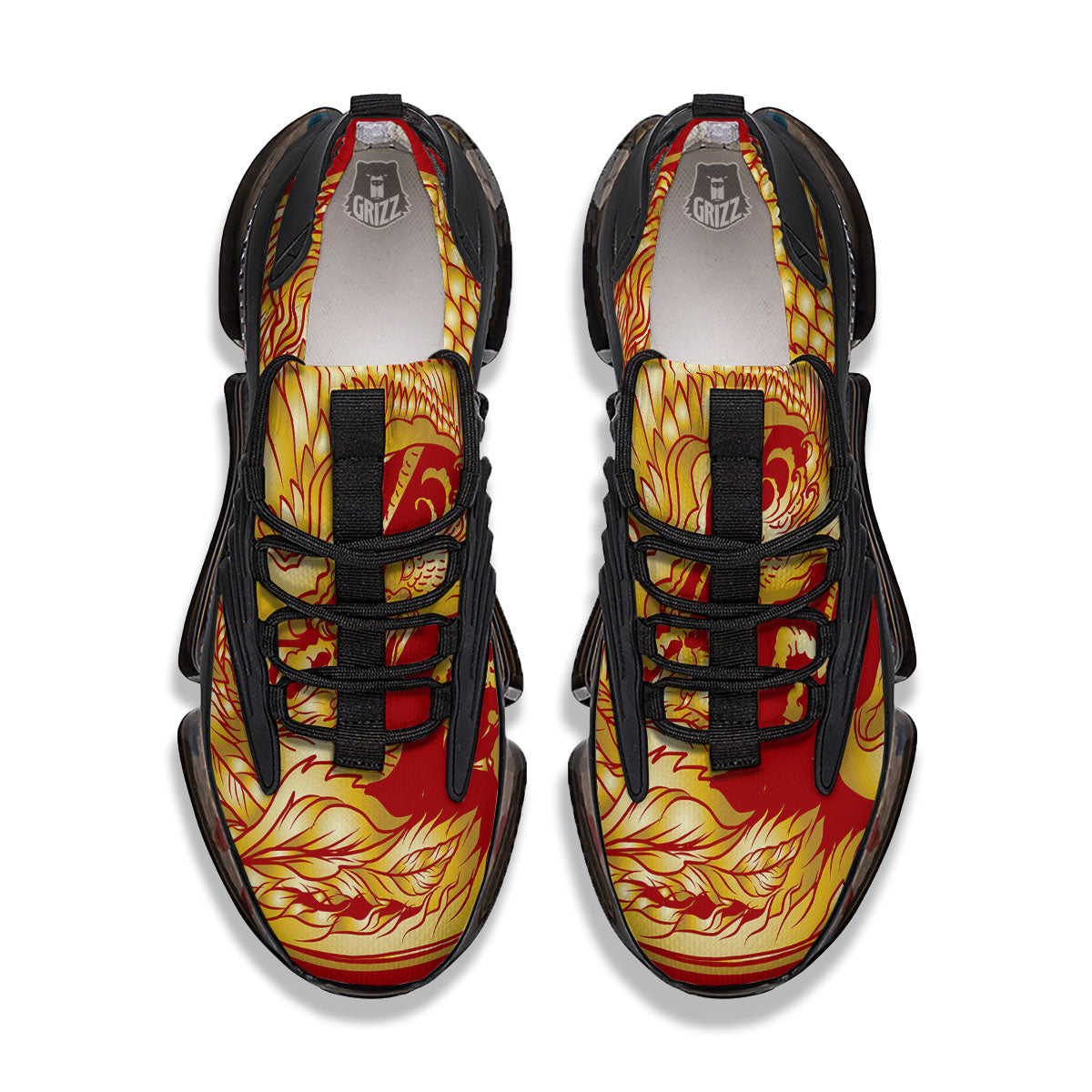 Phoenix Japanese Print Black Gym Shoes-grizzshop