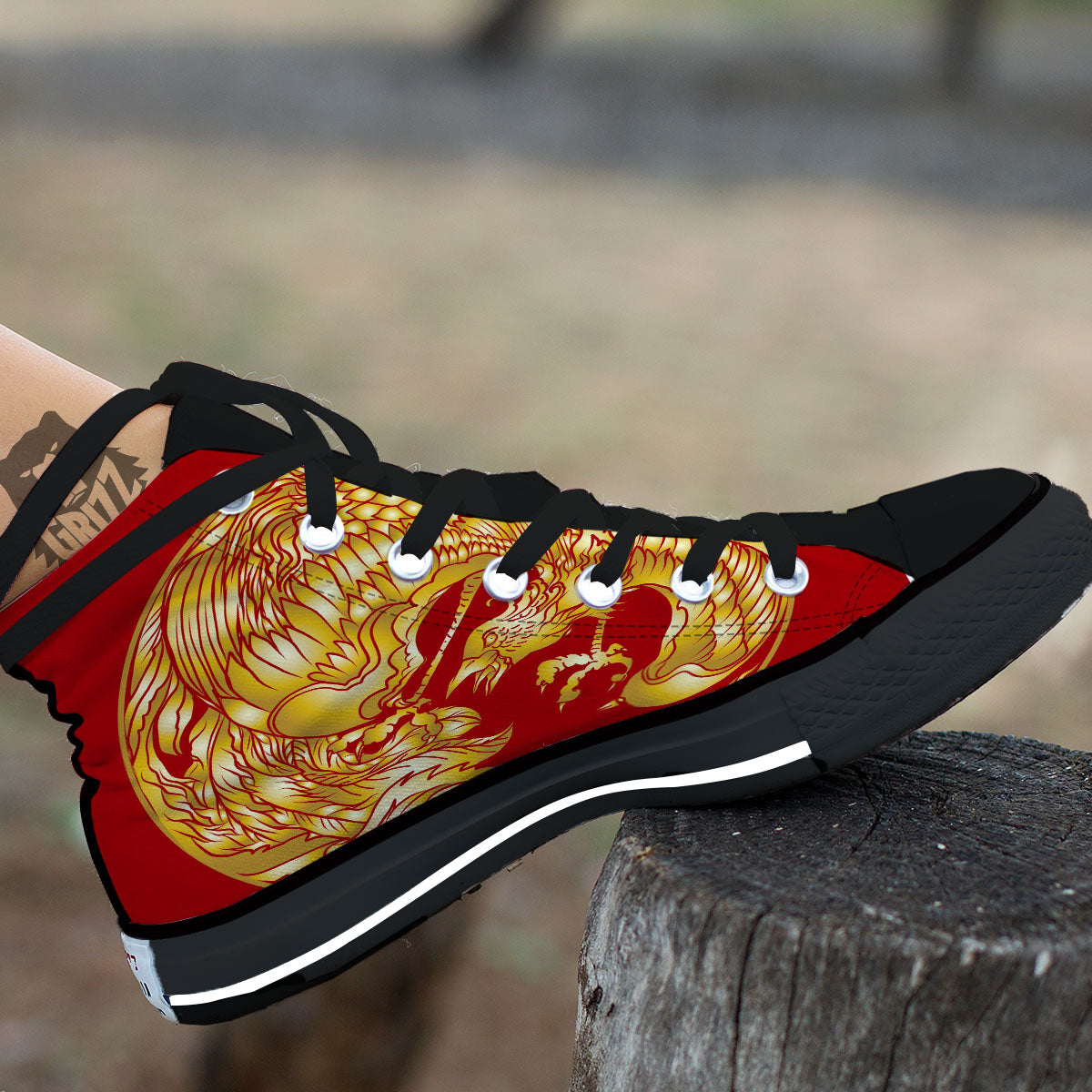 Phoenix Japanese Print High Top Shoes-grizzshop