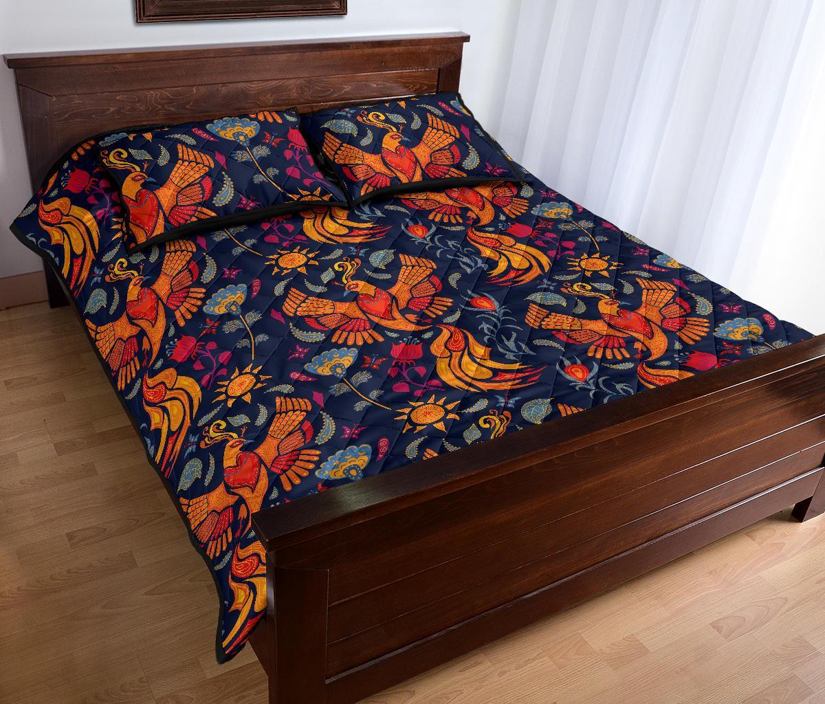 Phoenix Pattern Print Bed Set Quilt-grizzshop