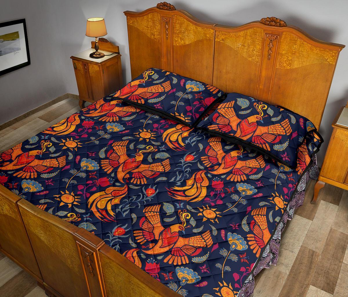 Phoenix Pattern Print Bed Set Quilt-grizzshop