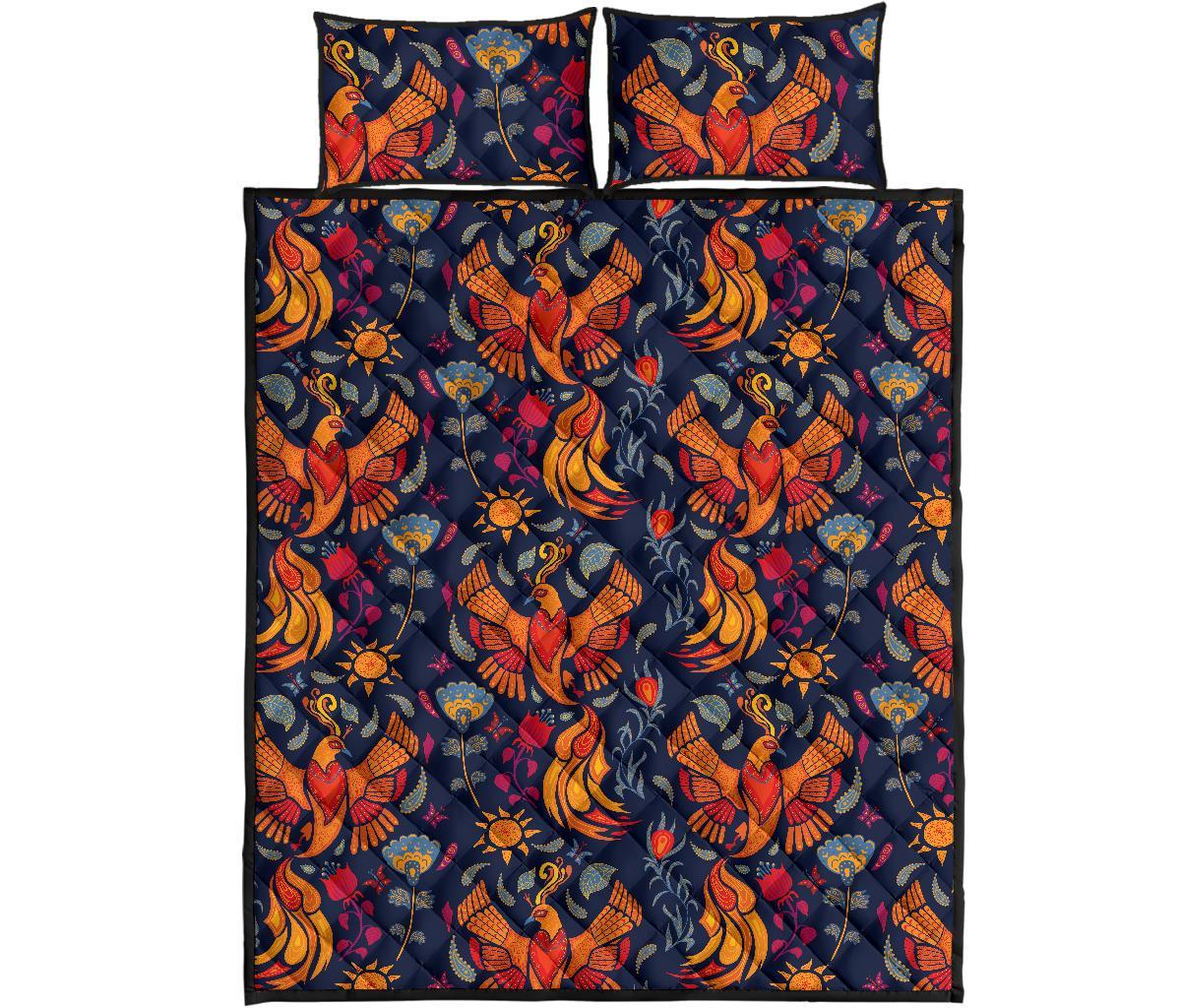 Phoenix Pattern Print Bed Set Quilt-grizzshop