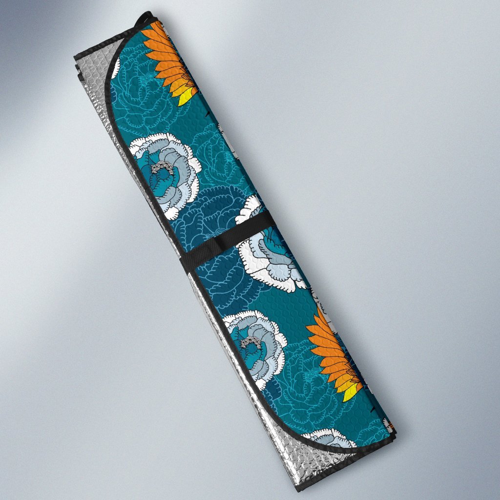 Phoenix Pattern Print Floral Car Sun Shade-grizzshop