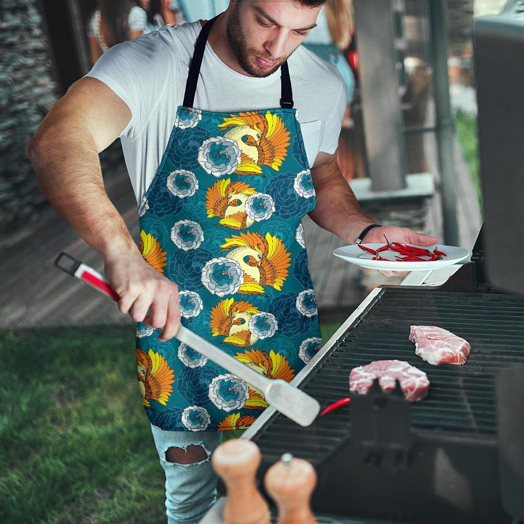 Phoenix Pattern Print Floral Men's Apron-grizzshop