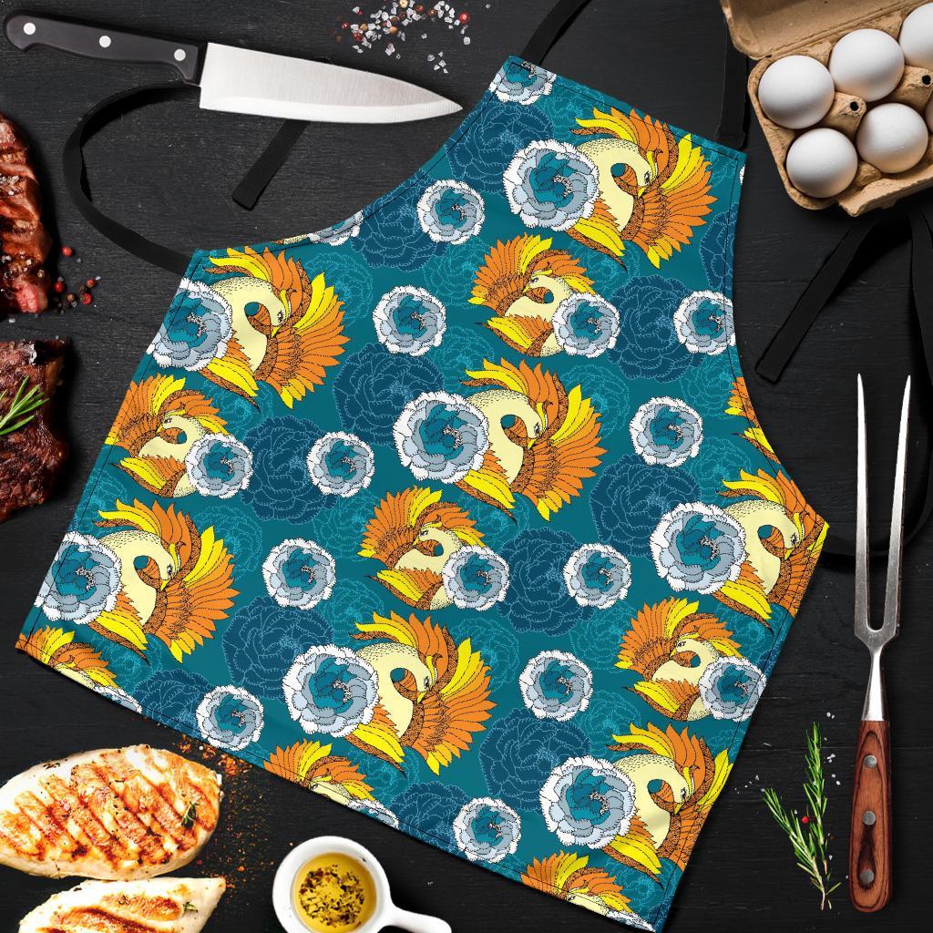 Phoenix Pattern Print Floral Men's Apron-grizzshop