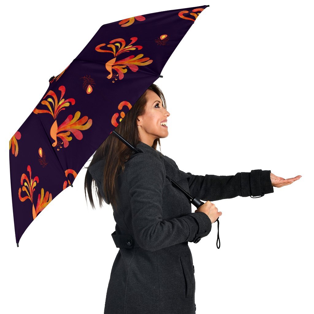 Phoenix Print Pattern Automatic Foldable Umbrella-grizzshop
