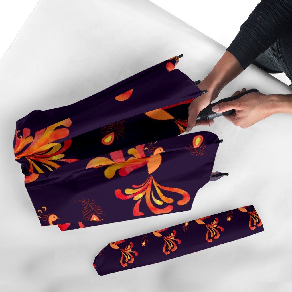 Phoenix Print Pattern Automatic Foldable Umbrella-grizzshop
