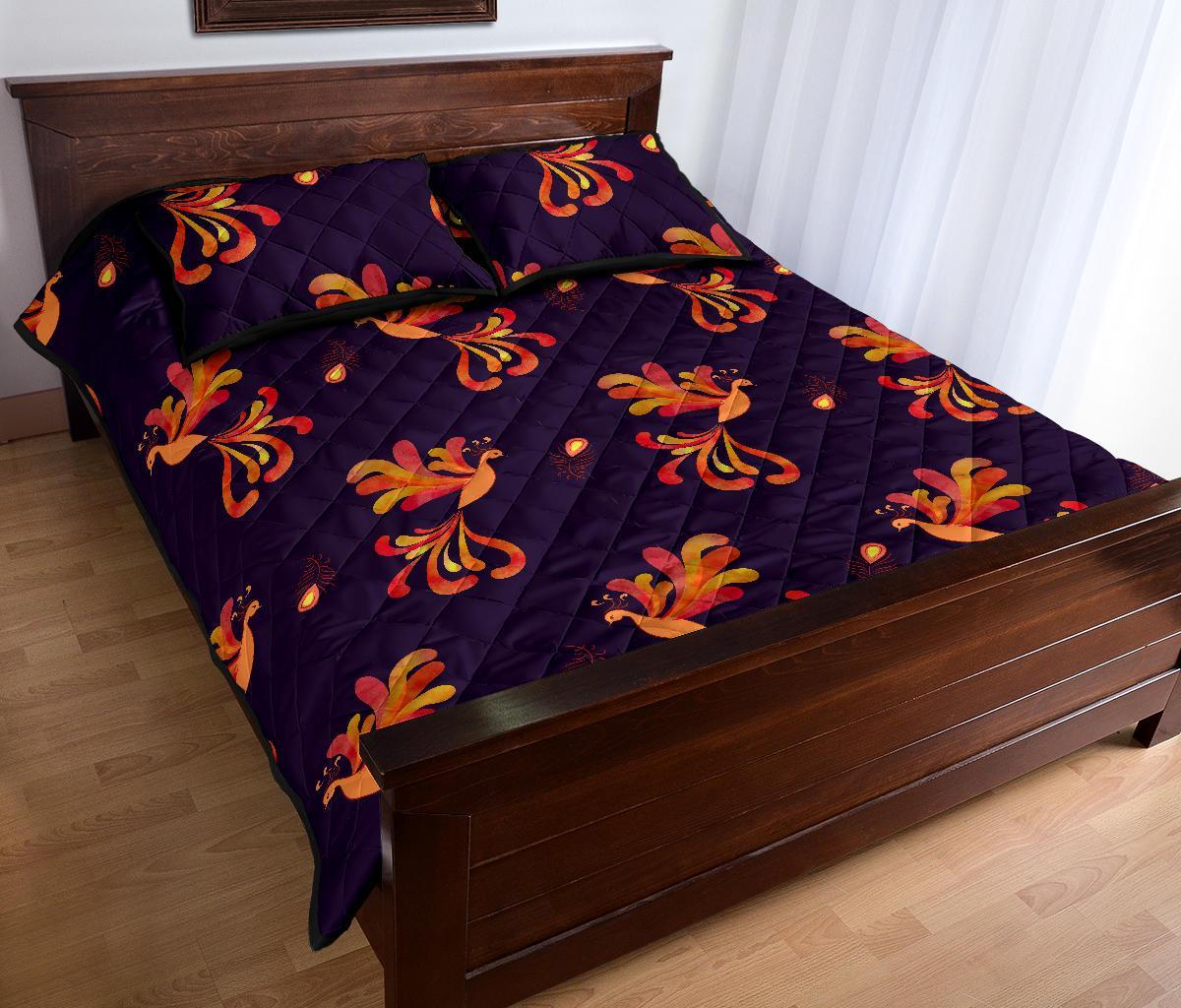 Phoenix Print Pattern Bed Set Quilt-grizzshop