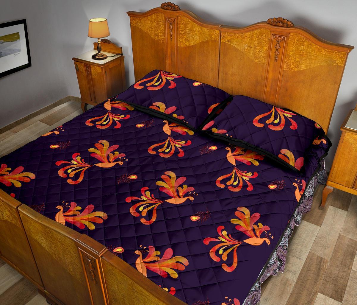 Phoenix Print Pattern Bed Set Quilt-grizzshop
