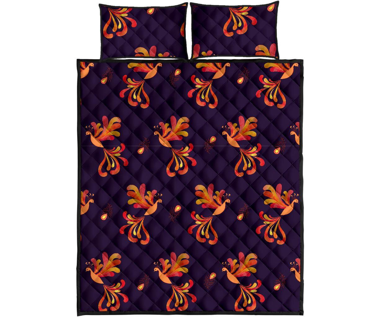 Phoenix Print Pattern Bed Set Quilt-grizzshop