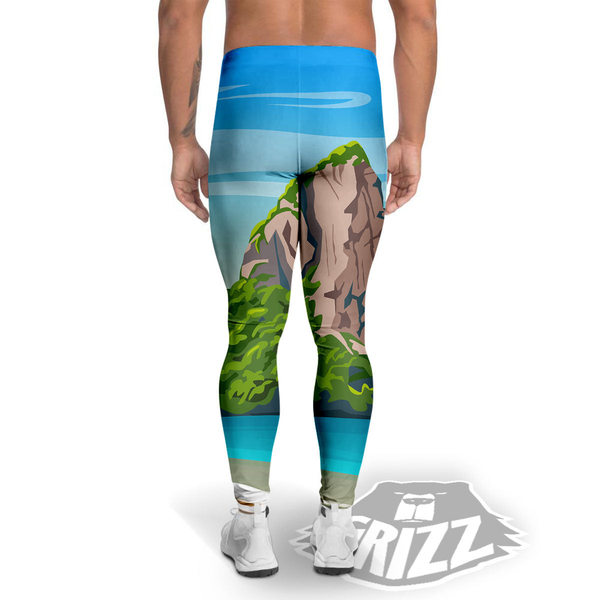 Phuket Thailand Cartoon Print Men's Leggings-grizzshop