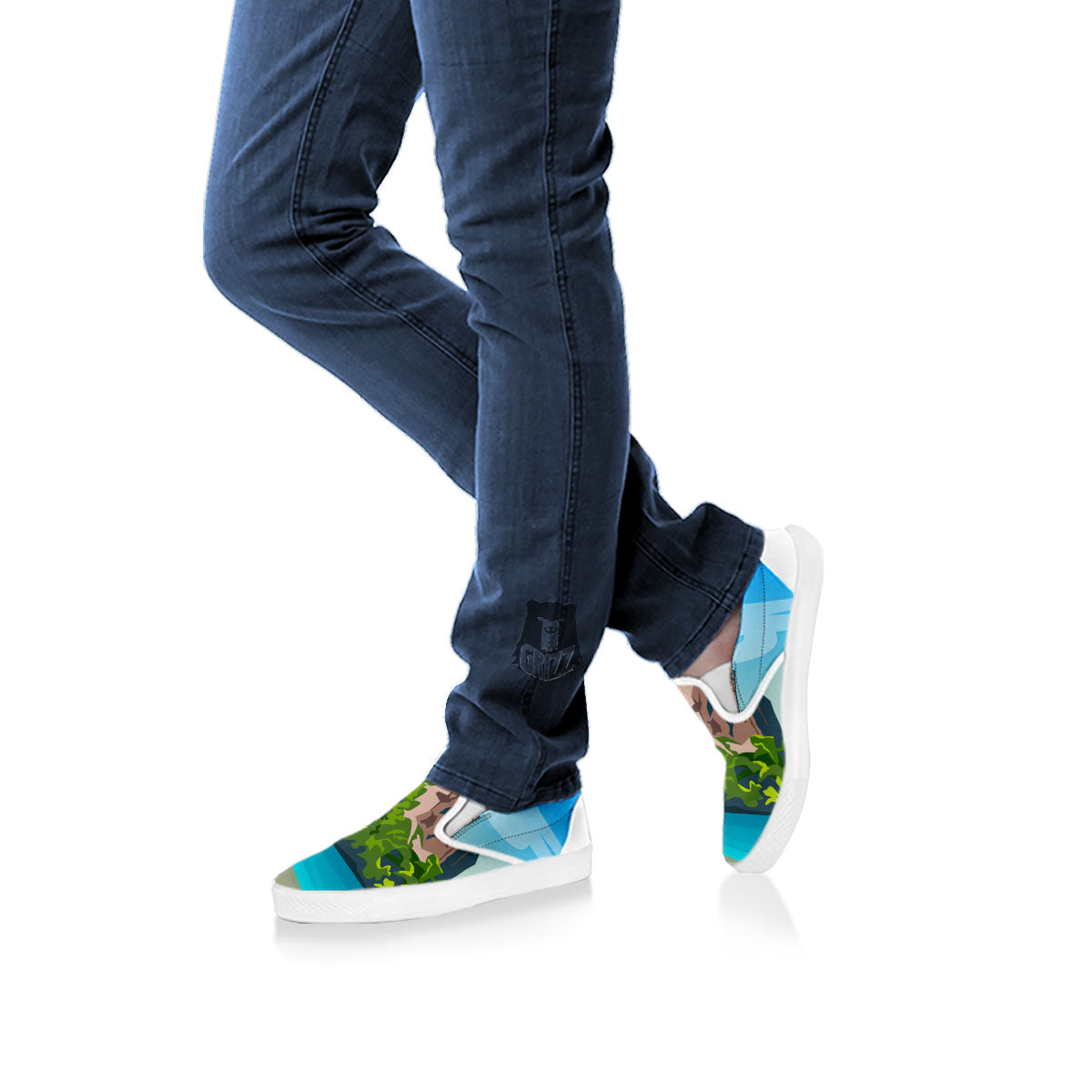 Phuket Thailand Cartoon Print White Slip On Shoes-grizzshop