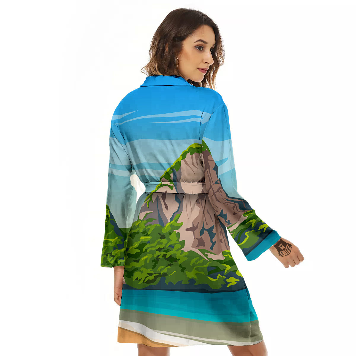Phuket Thailand Cartoon Print Women's Robe-grizzshop