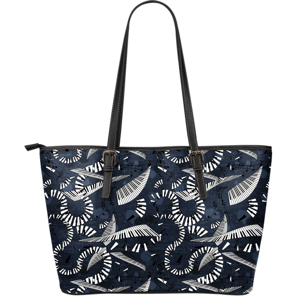 Piano Black Pattern Print Leather Tote Bag-grizzshop