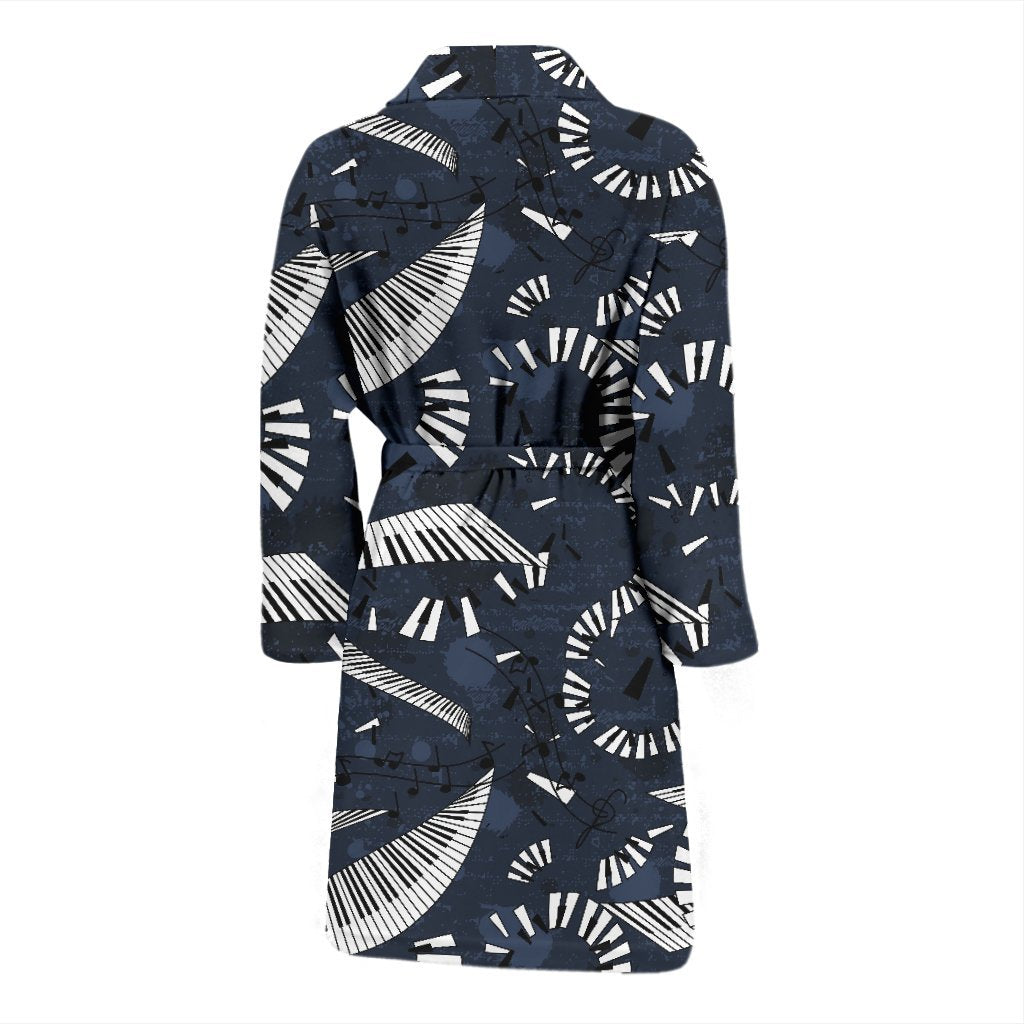 Piano Black Pattern Print Men Long Robe-grizzshop