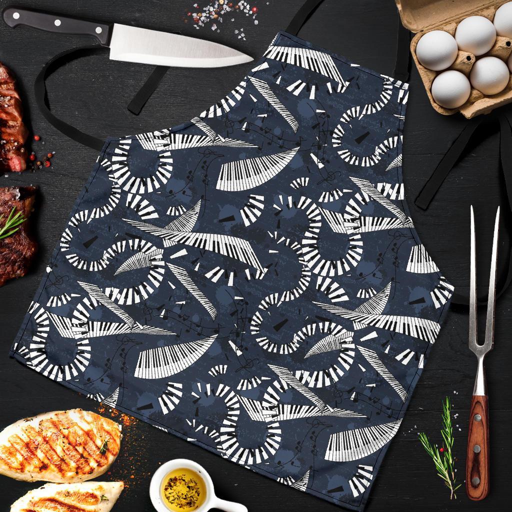 Piano Black Pattern Print Men's Apron-grizzshop
