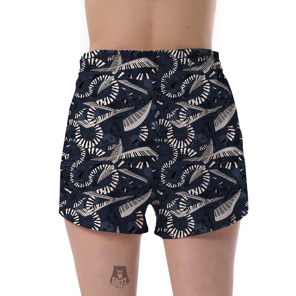 Piano Black Pattern Print Women's Shorts-grizzshop