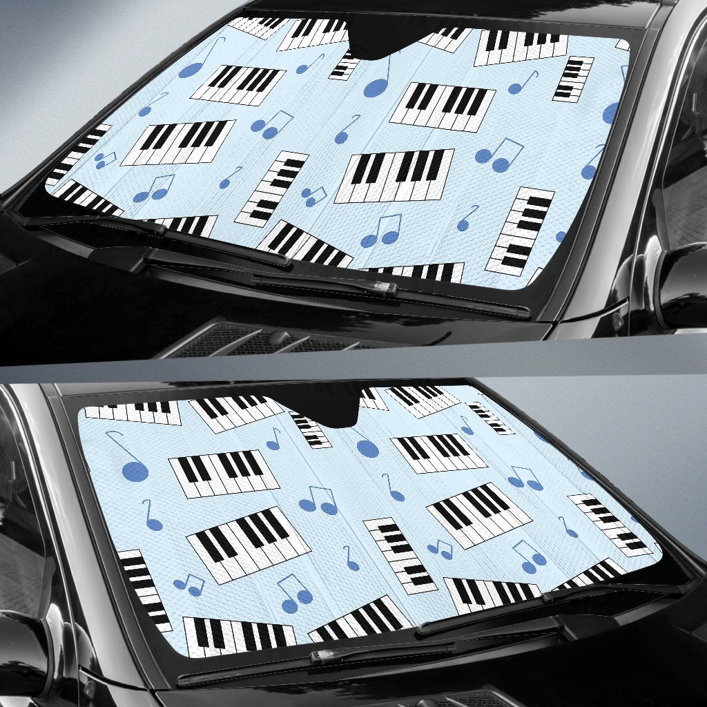 Piano Blue Pattern Print Car Sun Shade-grizzshop