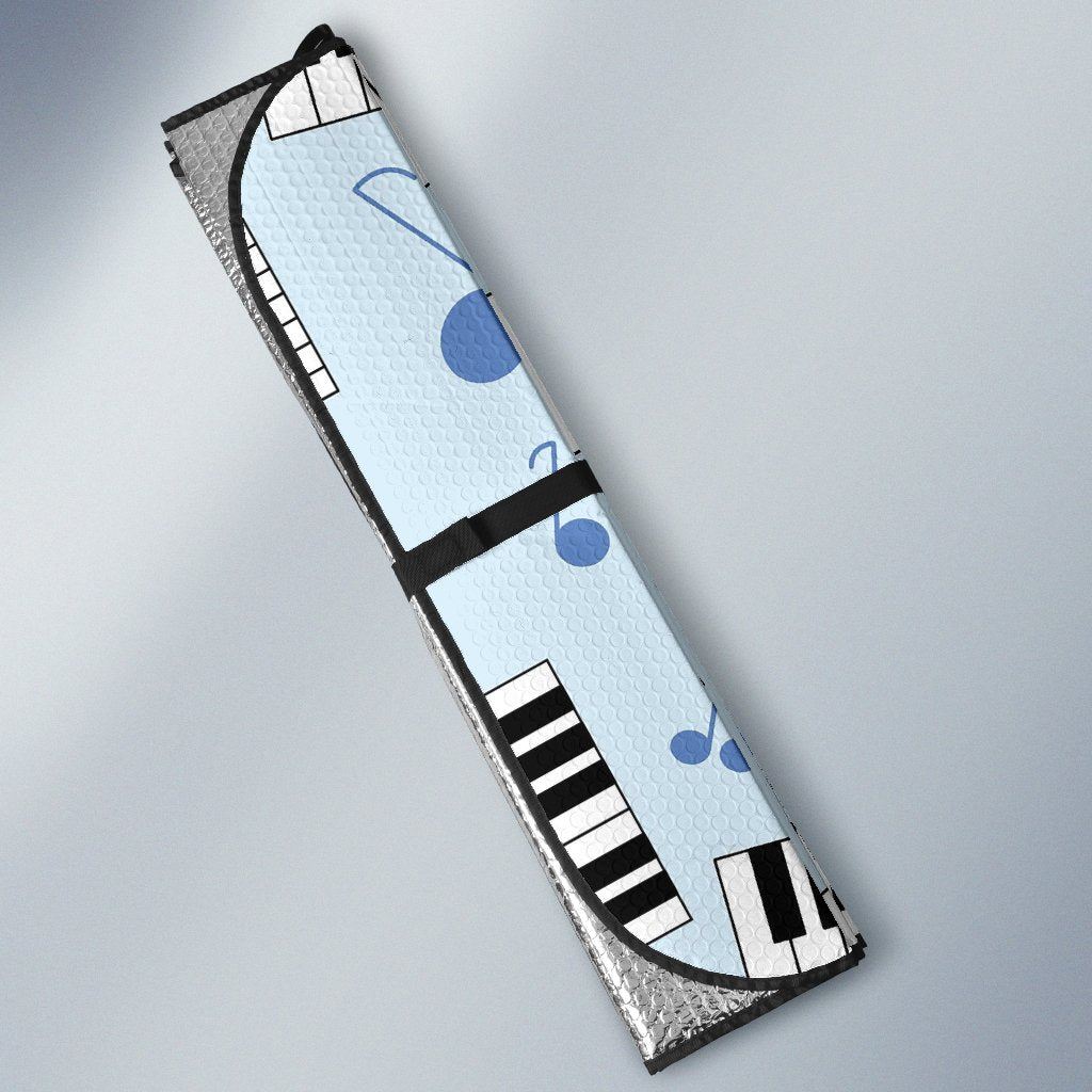 Piano Blue Pattern Print Car Sun Shade-grizzshop