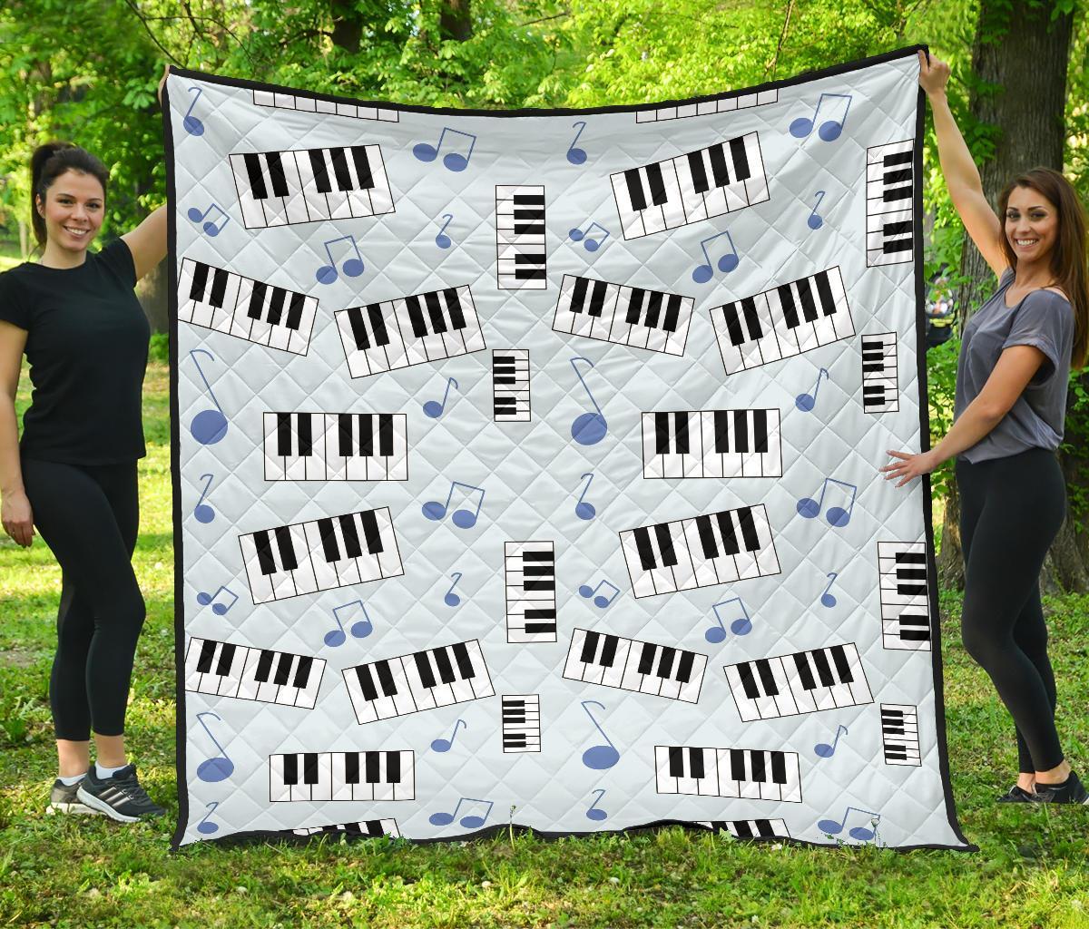 Piano Blue Pattern Print Quilt-grizzshop