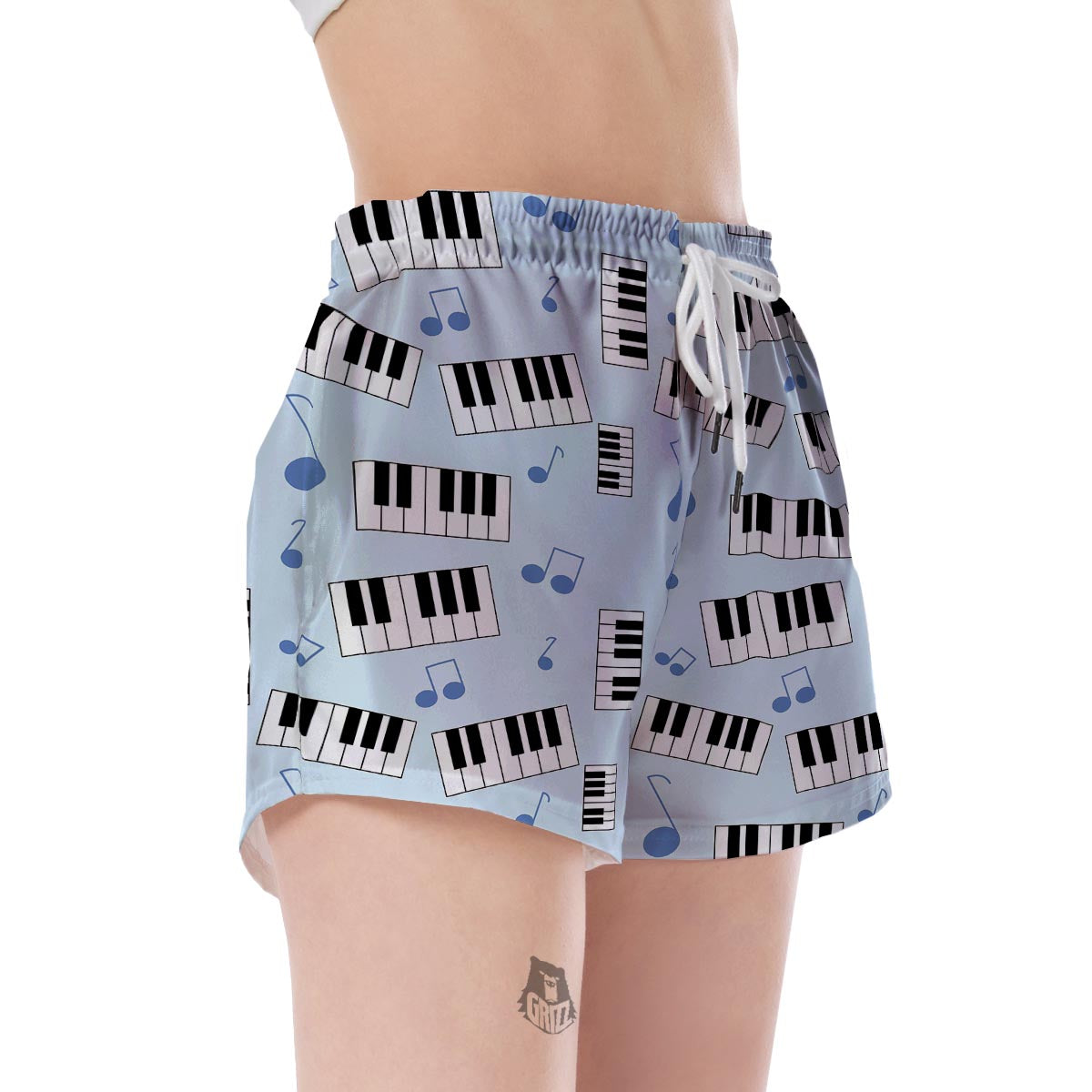 Piano Blue Pattern Print Women's Shorts-grizzshop