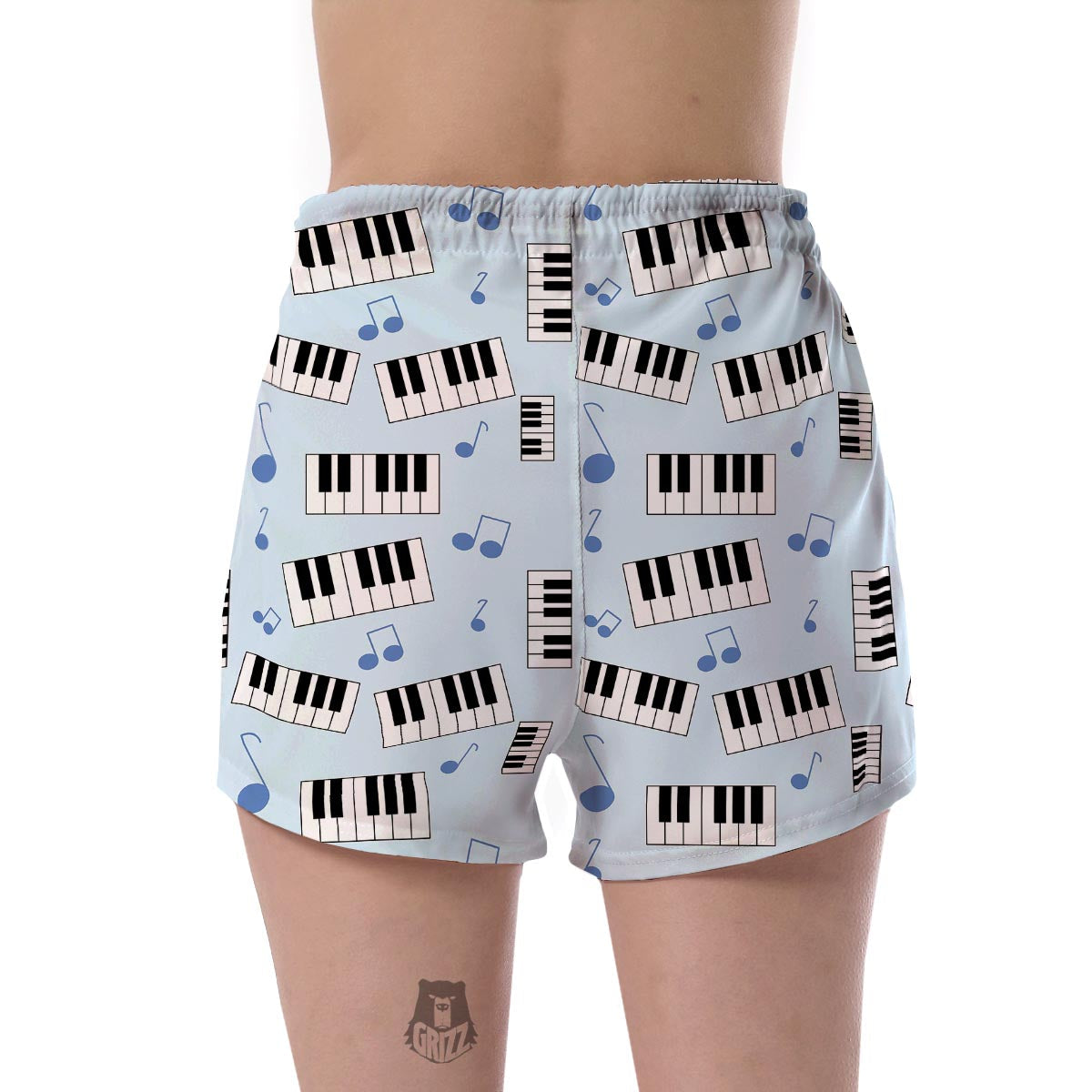Piano Blue Pattern Print Women's Shorts-grizzshop