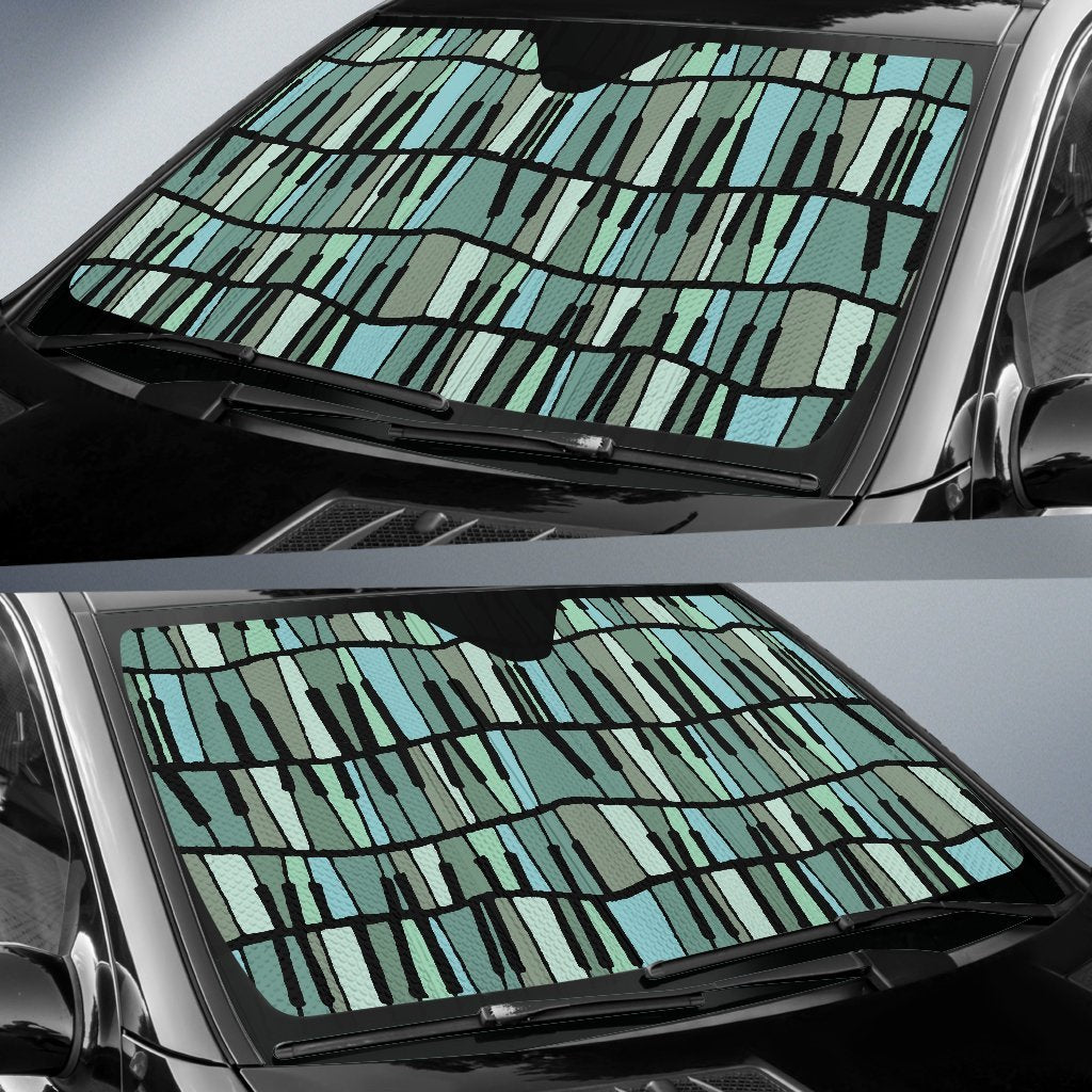 Piano Green Pattern Print Car Sun Shade-grizzshop