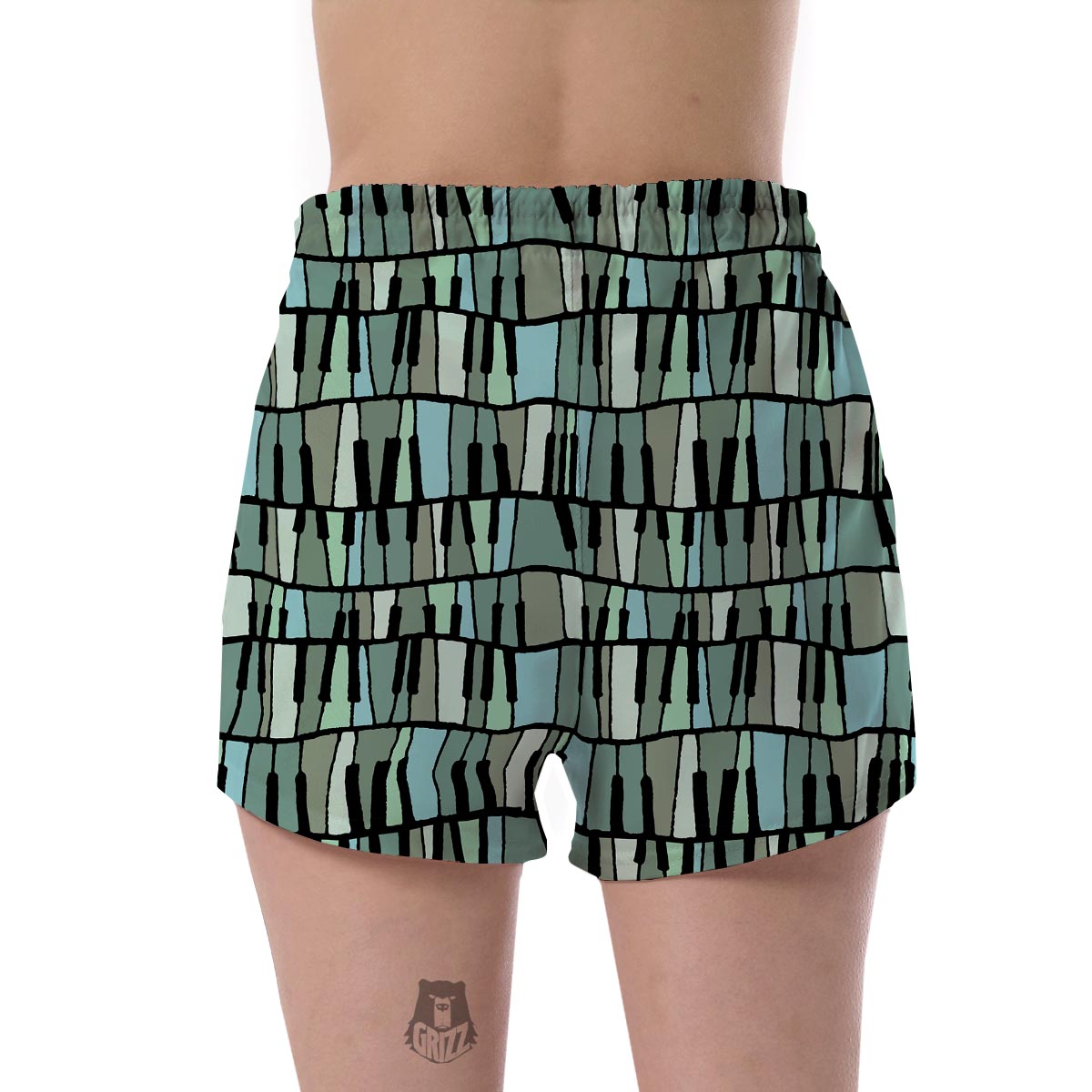 Piano Green Pattern Print Women's Shorts-grizzshop