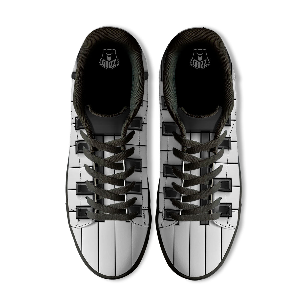 Piano Keyboard Print Black Low Top Sneakers-grizzshop