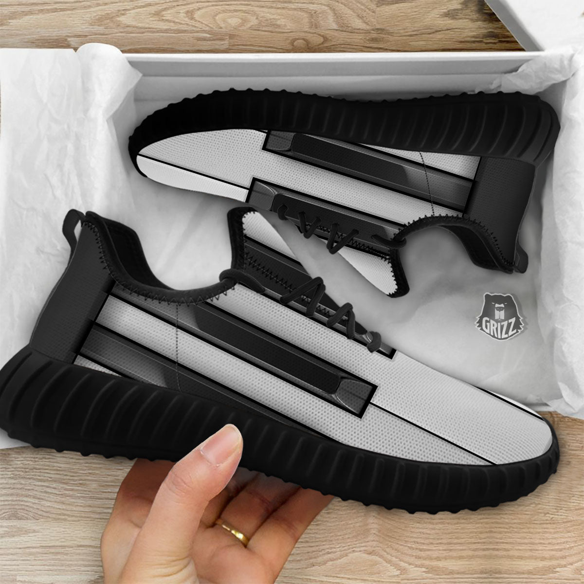 Piano Keyboard White And Black Print Black Walking Shoes-grizzshop