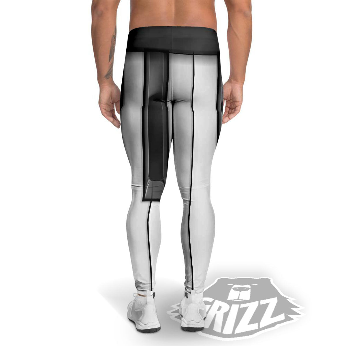 Piano Keyboard White And Black Print Men's Leggings-grizzshop