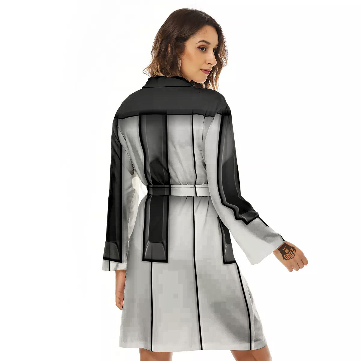 Piano Keyboard White And Black Print Women's Robe-grizzshop