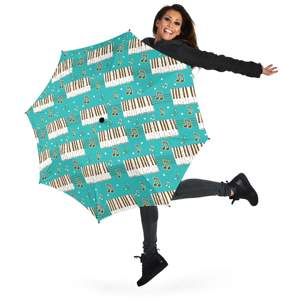 Piano Pattern Print Automatic Foldable Umbrella-grizzshop