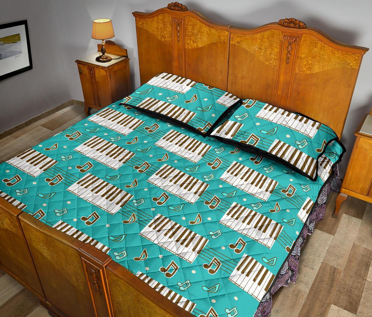 Piano Pattern Print Bed Set Quilt-grizzshop