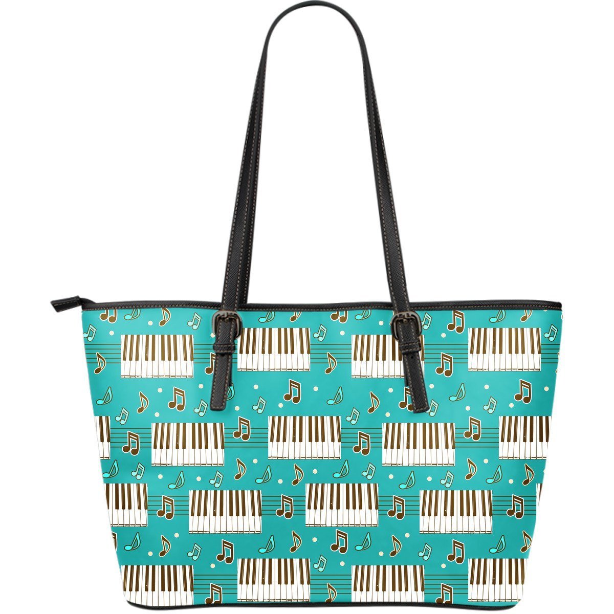 Piano Pattern Print Leather Tote Bag-grizzshop