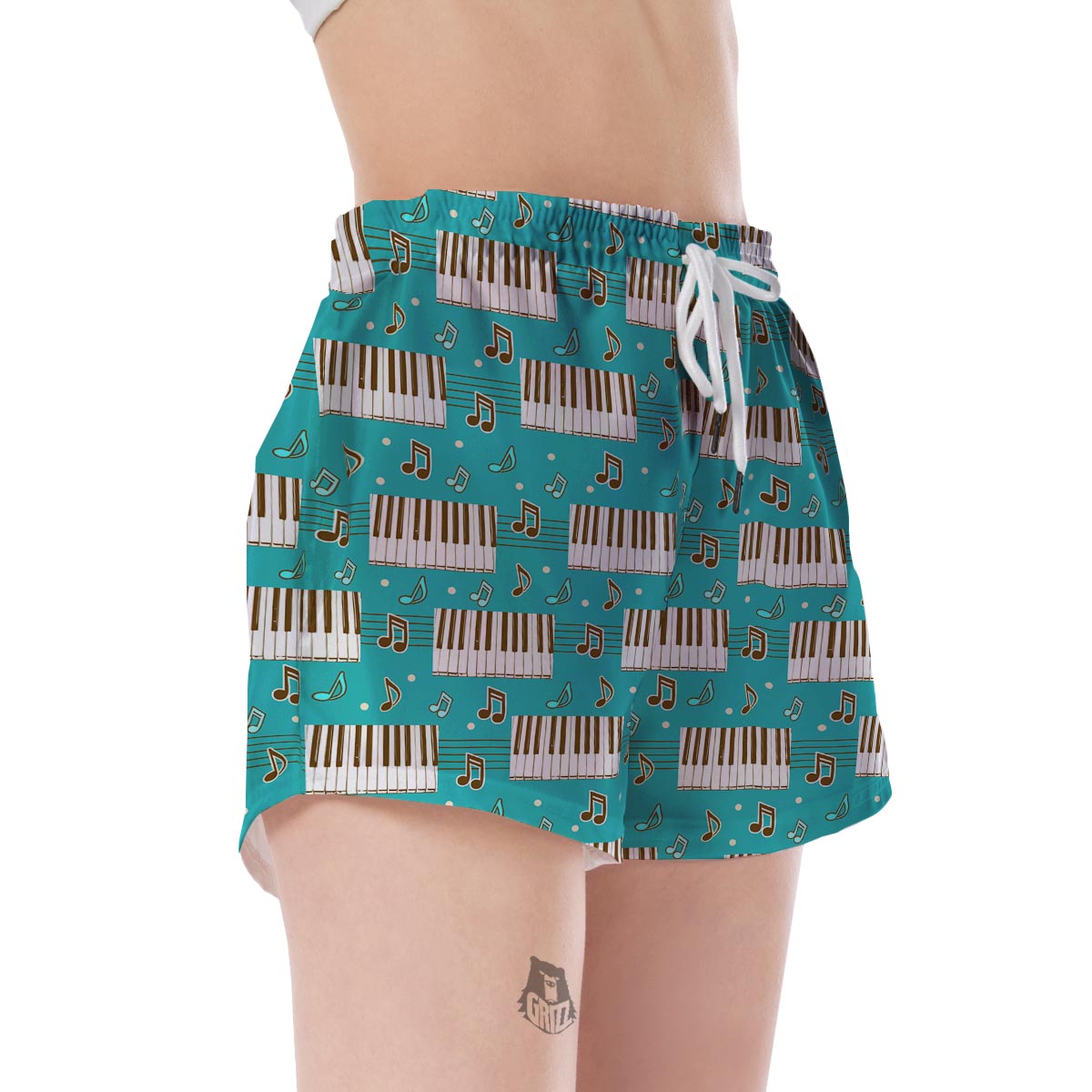 Piano Pattern Print Women's Shorts-grizzshop