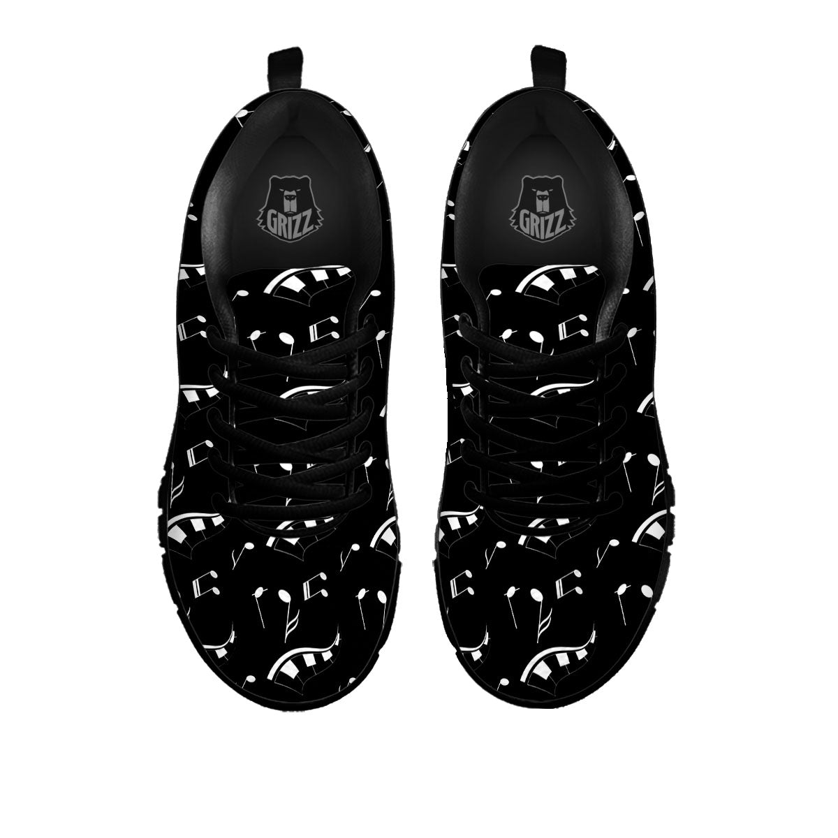 Piano Print Pattern Black Sneaker-grizzshop