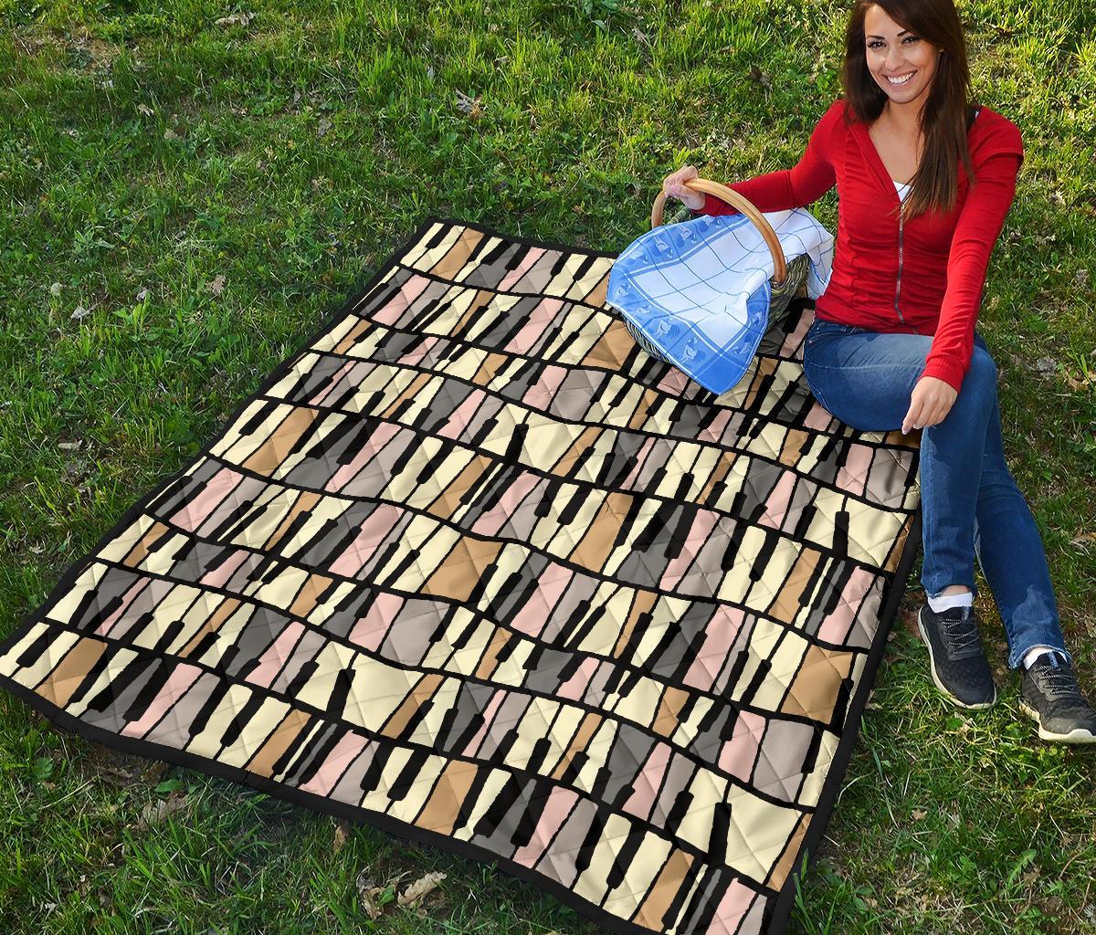 Piano Print Pattern Quilt-grizzshop