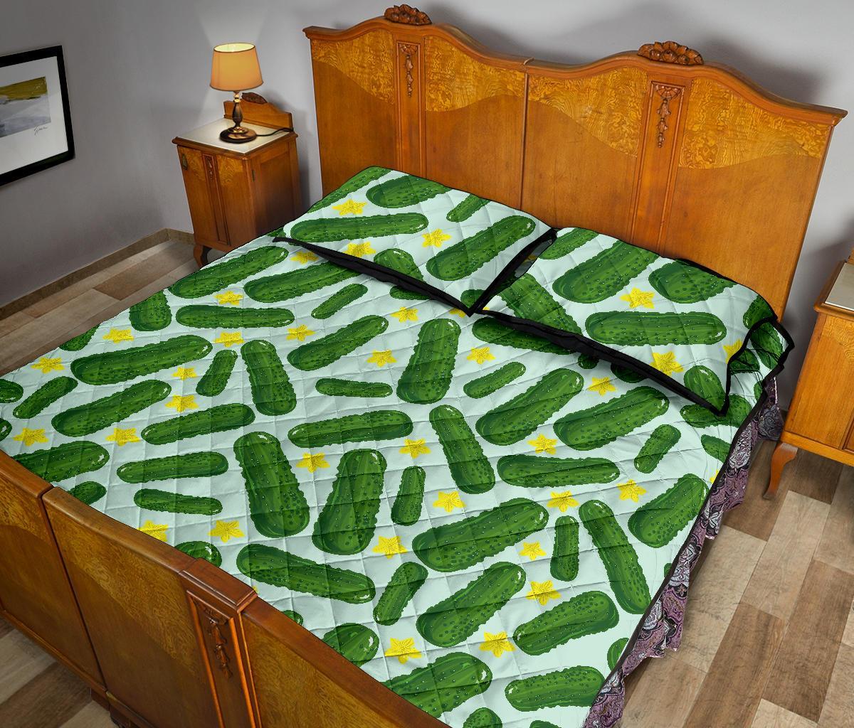 Pickle Cucumber Pattern Print Bed Set Quilt-grizzshop