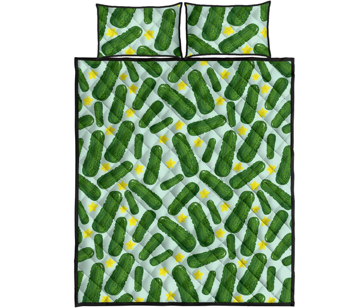 Pickle Cucumber Pattern Print Bed Set Quilt-grizzshop