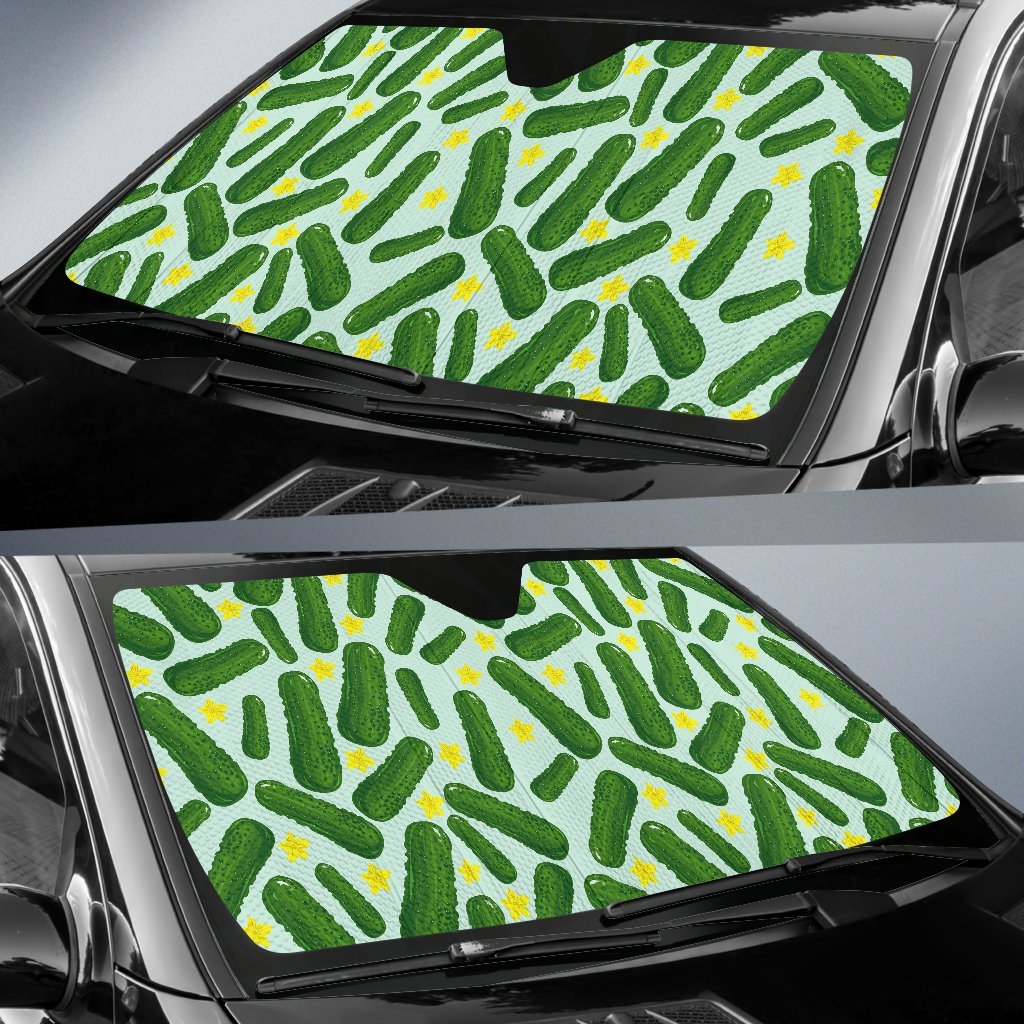 Pickle Cucumber Pattern Print Car Sun Shade-grizzshop