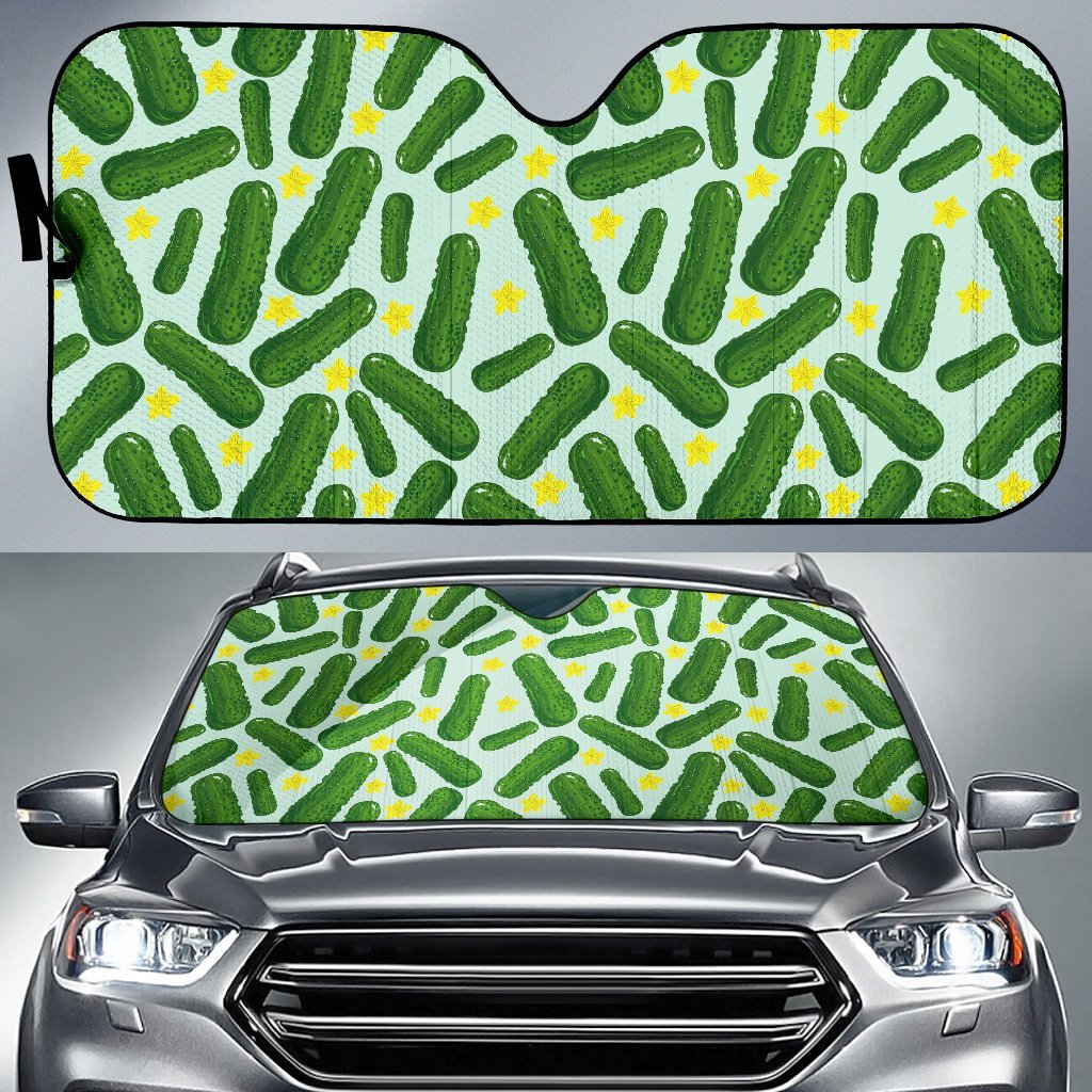 Pickle Cucumber Pattern Print Car Sun Shade-grizzshop