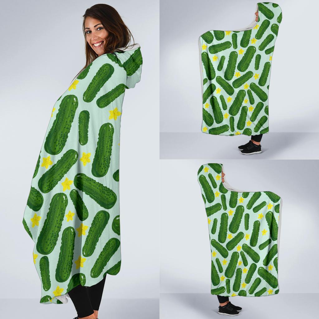 Pickle Cucumber Pattern Print Hooded Blanket-grizzshop