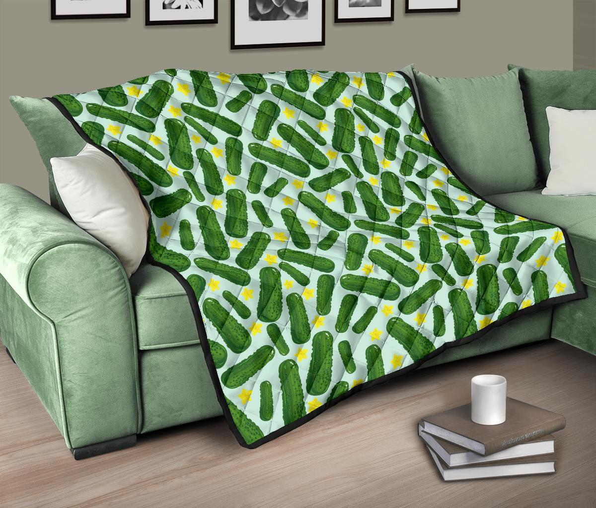 Pickle Cucumber Pattern Print Quilt-grizzshop