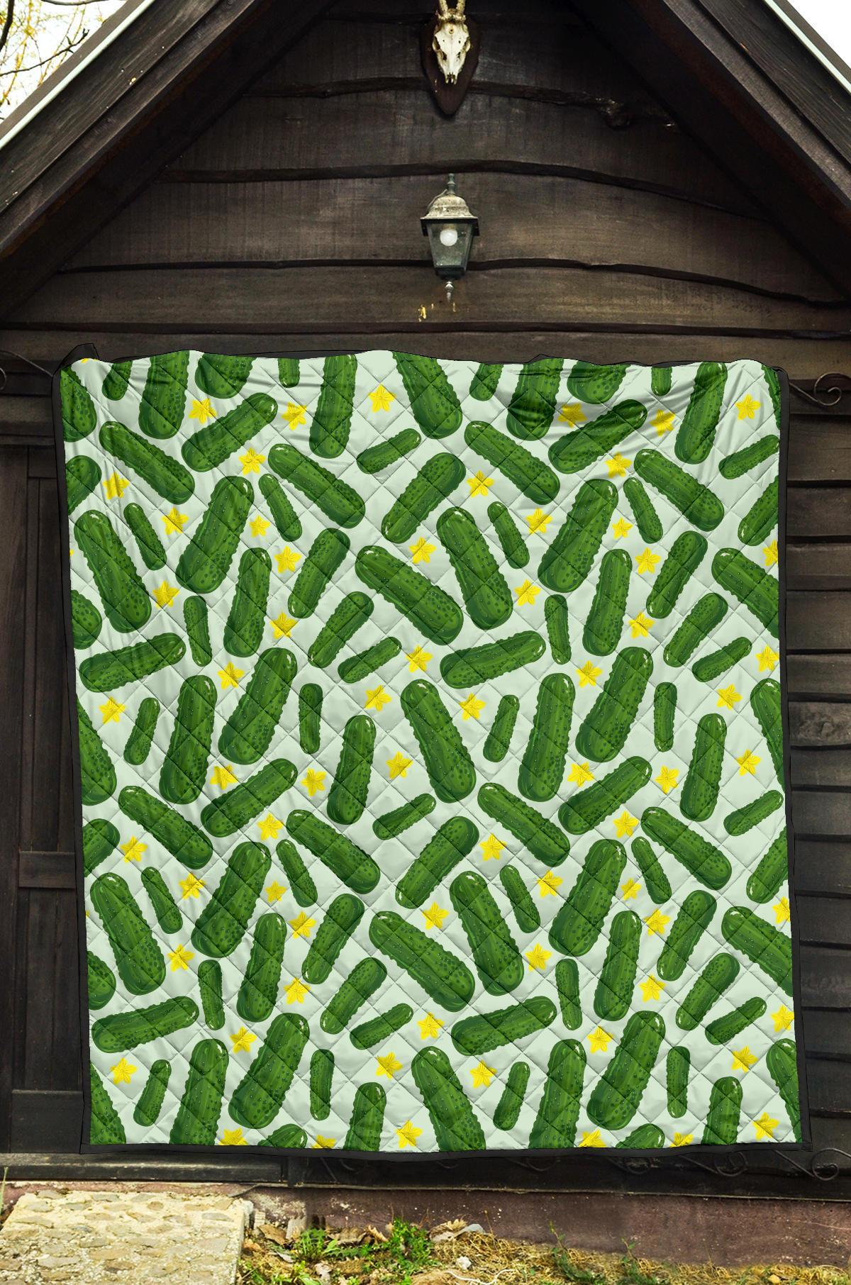 Pickle Cucumber Pattern Print Quilt-grizzshop