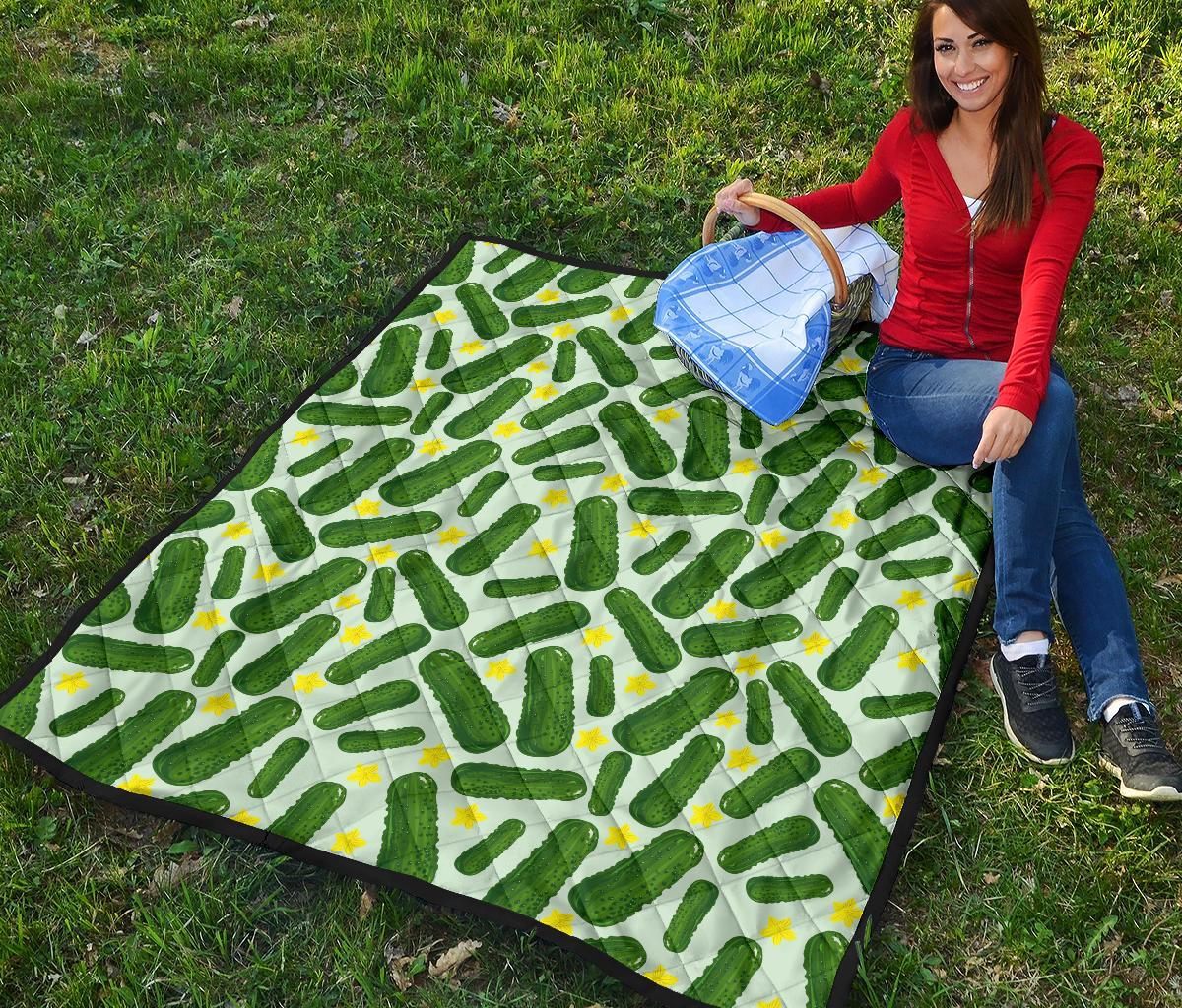 Pickle Cucumber Pattern Print Quilt-grizzshop