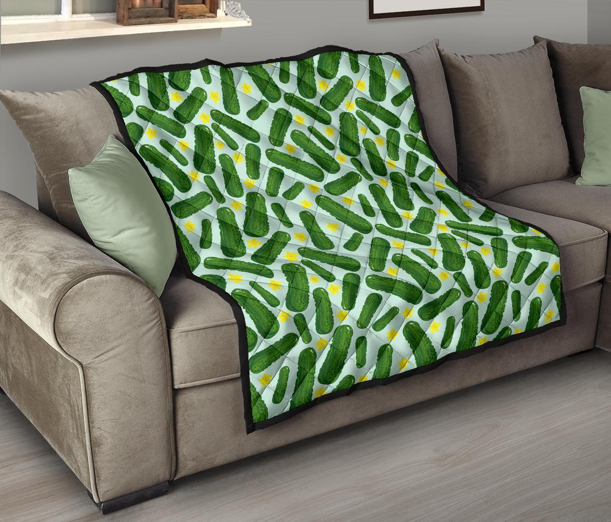 Pickle Cucumber Pattern Print Quilt-grizzshop
