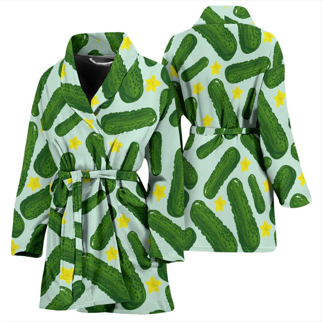 Pickle Cucumber Pattern Print Women Long Robe-grizzshop