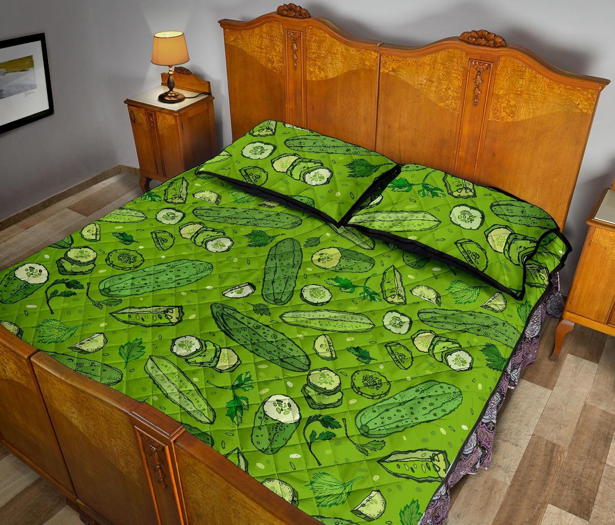Pickle Cucumber Print Pattern Bed Set Quilt-grizzshop